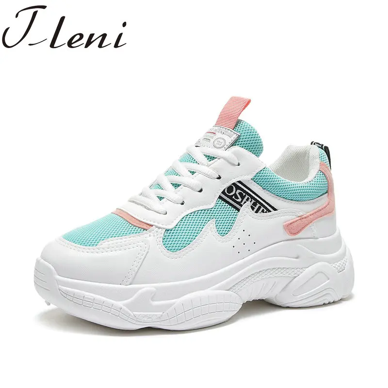 

Tleni 2019 new Brand lady / Women's sprots Thick Soled Female Lace Up Platform sneaker shoes High Quality Sneakers Shoes ZD-22