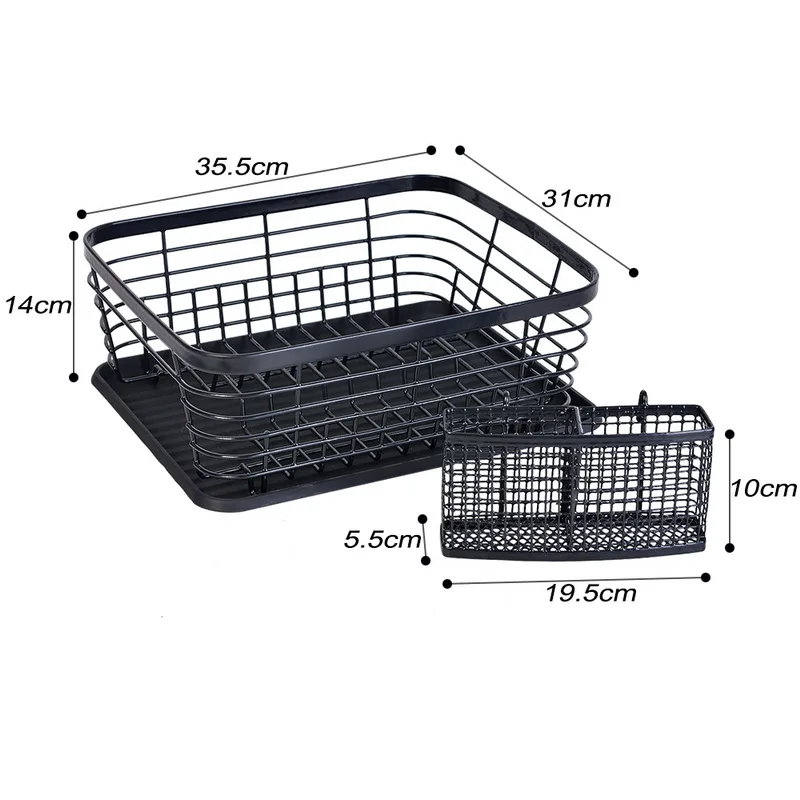 1 шт., обновленная кухонная сушилка для посуды из нержавеющей стали, черная сушильная сушилка, корзина для хранения с поддоном, кухонная стойка для хранения, Органайзер