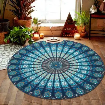 

Beach Mat Round Chiffon Picnic Blanket Waterproof Outdoor Camping Carpet Tablecloth Cover Boho Shawl Multifunction Decor Mat