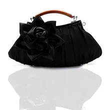 Горячая Распродажа, Черная Женская сатиновая сумка, клатч, вечерние сумочки для невесты, сумочка для макияжа,, 0005-D