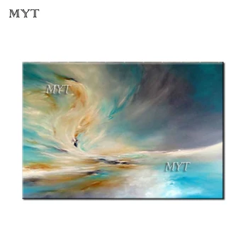 

100% hand-painted, modern aurora borealis strokes, oil painting pictures murals, living room decoration.