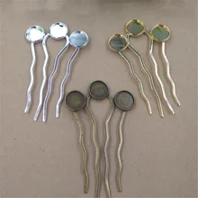 5 unids/lote de 4 accesorios para el cabello con peine de 12mm con Base de cabujón en blanco, horquilla para el pelo, pasador Vintage, accesorios de joyería DIY