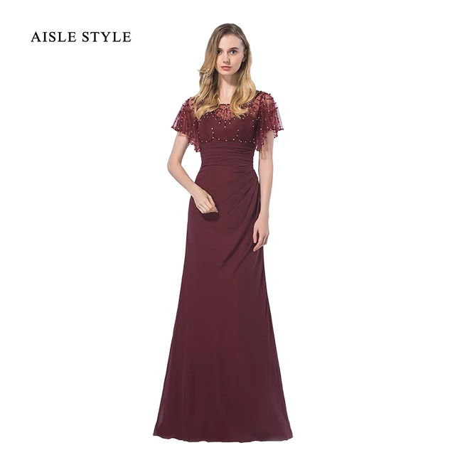 Aisle Style Vintage Gatesby Inspired Luxury Sequin Beaded Top Long Aisle Style Vintage Gatesby Inspired Luxury Sequin Beaded Top Long Burgundy Modern Bridesmaid Dress With Flutter