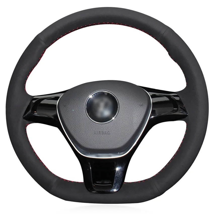 

Black Suede DIY Hand-stitched Car Steering Wheel Cover for Volkswagen VW Golf 7 Mk7 New Polo Jetta Passat B8 Tiguan Sharan