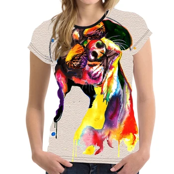 

FORUDESIGNS Summer women short sleeves tees Animal Cat Dog Funny t shirt Kawaii Clothes Tops girls Tshirt Harajuku Graphic tees