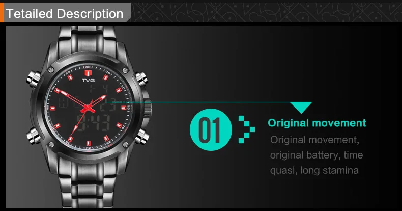 TVG мужские часы с двойным дисплеем Кварцевые Мужские t кварцевые часы мужские спортивные часы цифровой светодиодный часы Военные Наручные часы 526