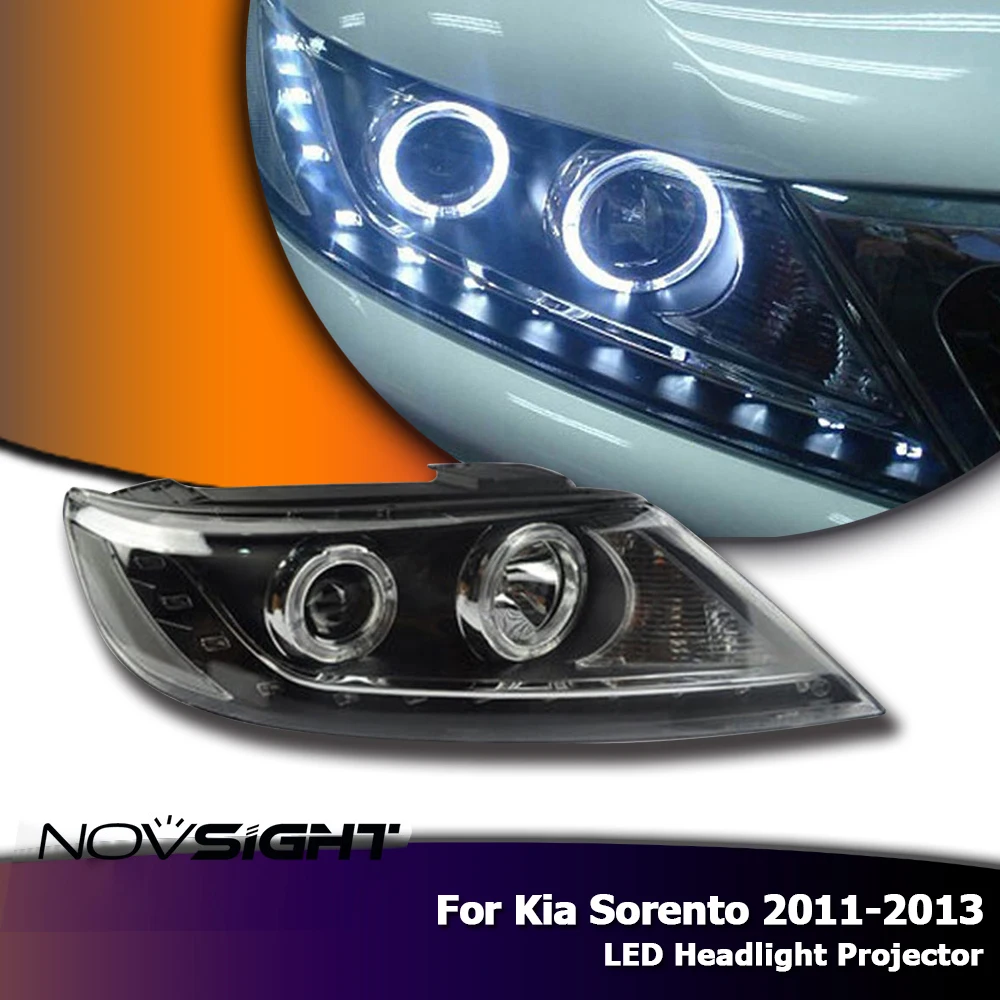 

NOVSIGHT 2X Auto Car LED Headlight Assembly Projector Halo Ring DRL Fog Light For Kia Sorento 2011-2013