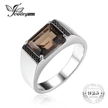 Jewelrypalace hombres 4ct emerald cut cuarzo ahumado natural negro espinela anillo aniversario de boda de plata esterlina 925 joyería fina