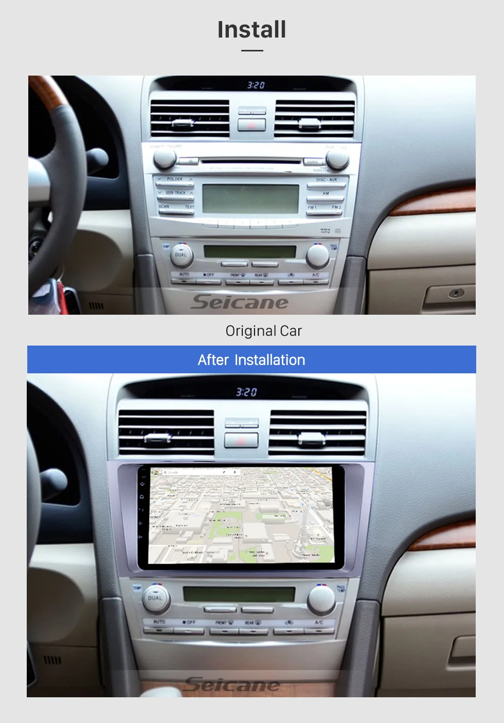 Flash Deal Seicane 1Din Android 8.0 9" Car Radio For Toyota CAMRY 2007-2011 GPS Multimedia Player Head Unit Support Steering Wheel Control 3