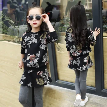 

2020 Teenage Girls Clothing Set Fashion Kids Tracksuit Sweatshirts + Skirts Leggings Children Spring Suit For Girls Costume Suit