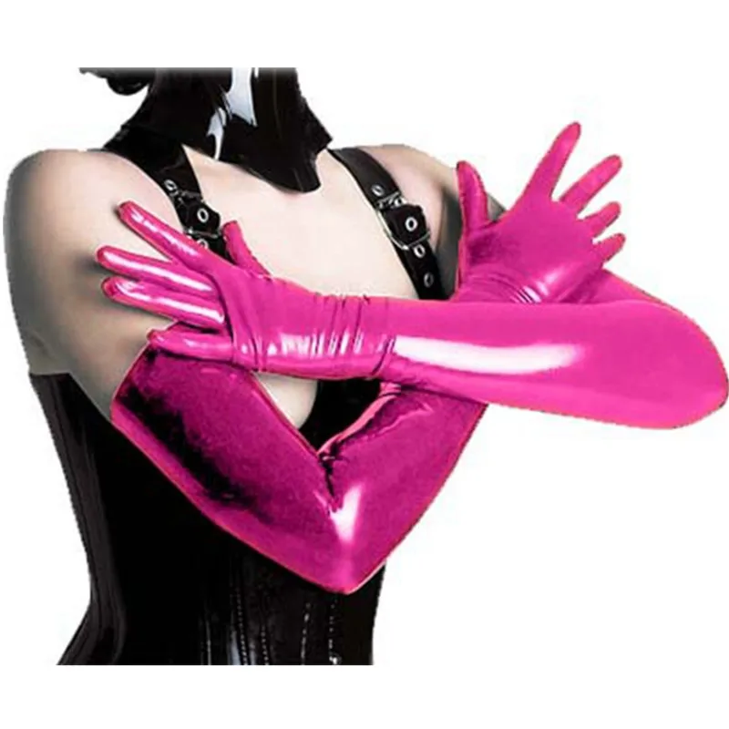 Сексуальные Длинные латексные перчатки wetlook женские в стиле панк Искусственные