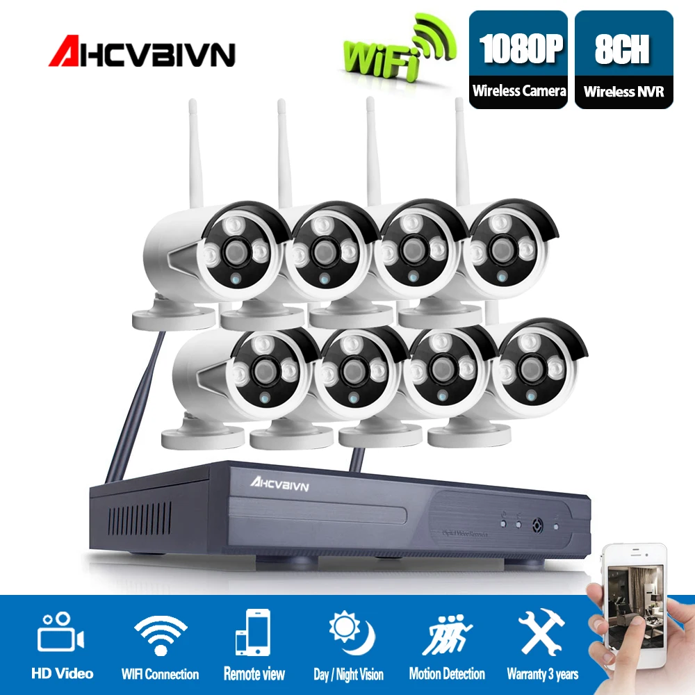 2MP CCTV System 1080P 8ch HD Wireless NVR kit Outdoor IR Night Vision IP Wifi Camera Security System Surveillance 2MP CCTV System 1080P 8ch HD Wireless NVR kit Outdoor IR Night Vision IP Wifi Camera Security System Surveillance