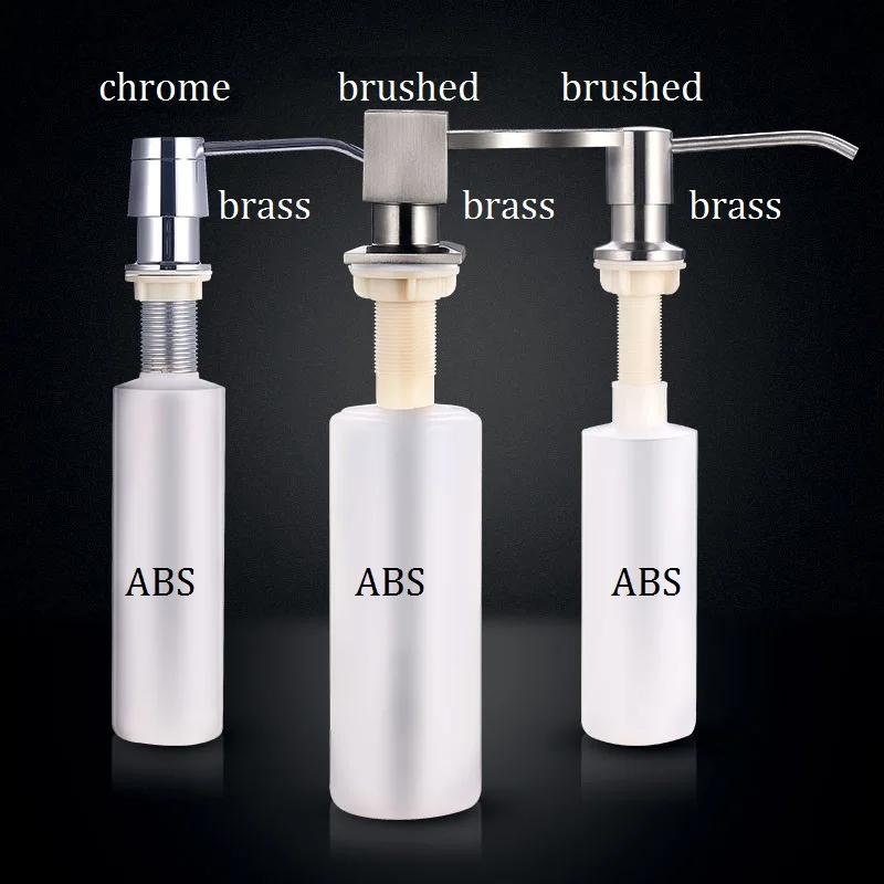 304 Soap Dispenser, Solid Brass High Quality Built In Deck Mount Pump Countertop Kitchen Sink Soap Dispenser Set With ABS Pump