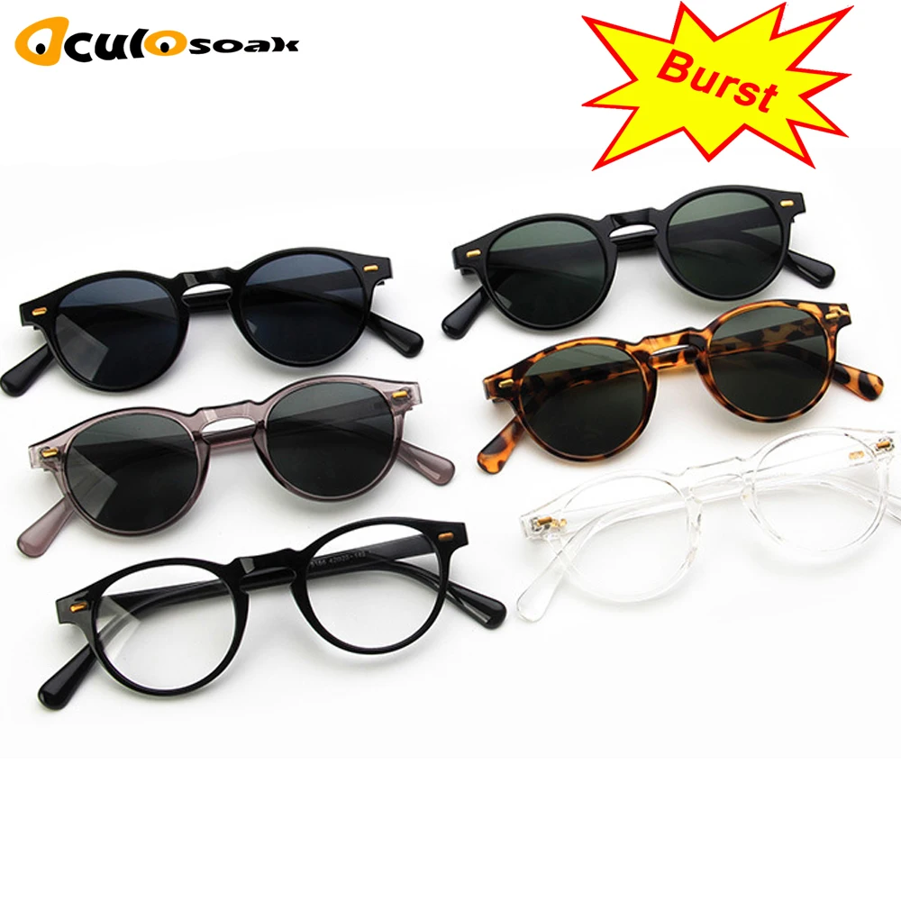 Round Lense Clear Frame sunglasses Gregory Peck Brand Designer men women Sunglass retro gafas oculos 2019 New Fashion