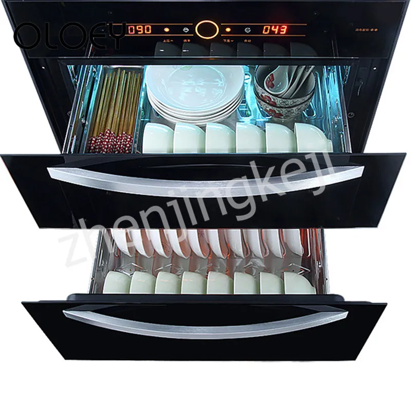 Kitchen Disinfection Cabinet Embedded Tableware Disinfection Cupboard Double Layer Dual Display Front Open Ozone Multifunction