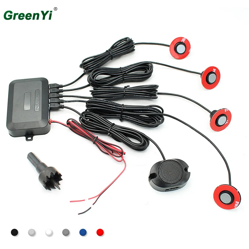 

New 13MM Original Flat Adjustable Sensors Car Parking Sensor Parktronic Reverse Backup Radar Detector with Buzzer Alert 6 Colors