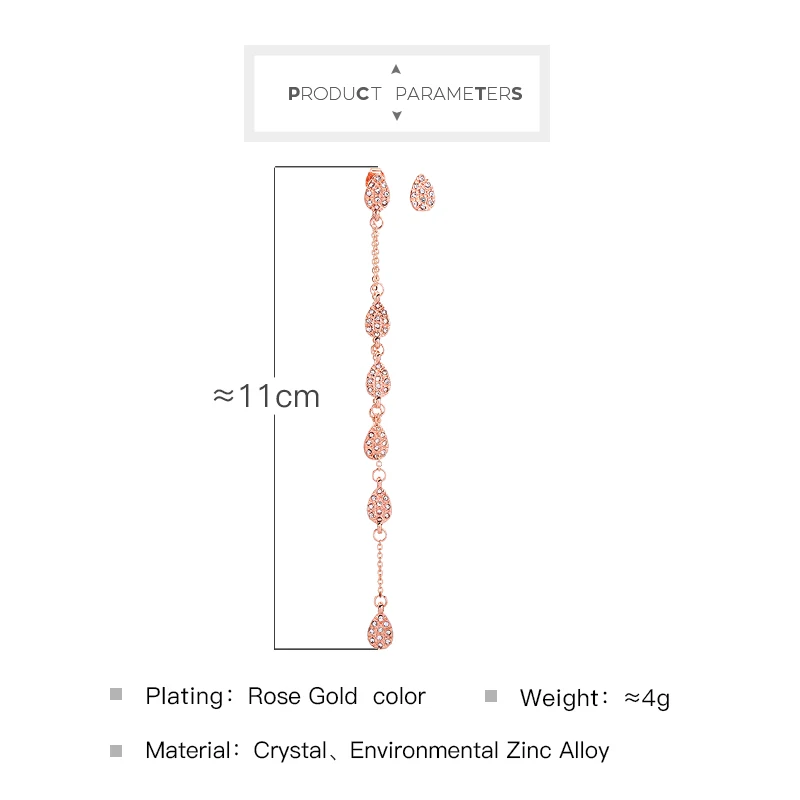 Супер длинная линия висячие серьги цвета розового золота Кристальные капли воды серьги асимметричные для женщин модные ювелирные изделия Новое поступление
