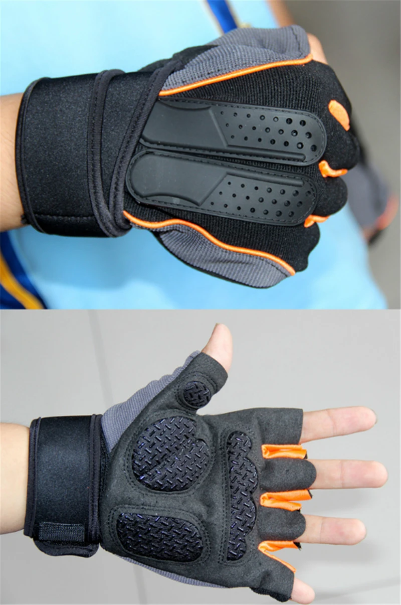 Бренд Mege половина пальца с поддержкой запястья фитнес тяжелая атлетика перчатки Нескользящие дышащие EVA толстые велосипедные перчатки для мужчин и женщин