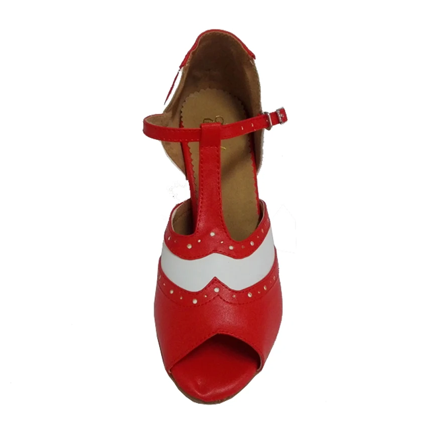 Elisha/Танцевальная обувь; Индивидуальные Туфли на каблуке; Т-лямки для штанги; женские красные туфли для латинских танцев с открытым носком; Танцевальная обувь для вечеринок