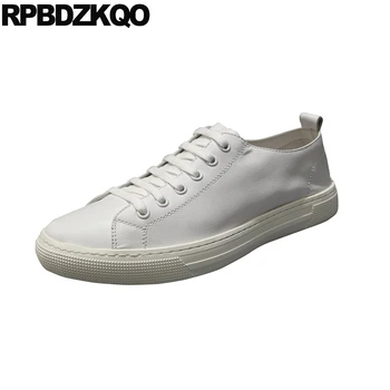 

Genuine Leather Flats Lace Up New Real Trainers Sneakers White Men Shoes Italy Brand Skate Spring Runway High Quality Luxury