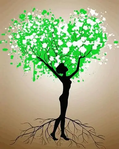 cioioil-X522 Simple style girl tree flowers flying love DIY oil painting by numbers for home decor unique gift