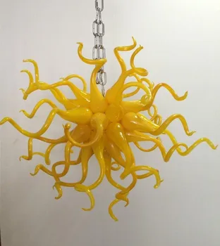 

Cheap Price AC Led Bulbs 110v/240v Stylish Glass Craft Modern Chandelier Lighting for Dinning Room Yellow Chandelier