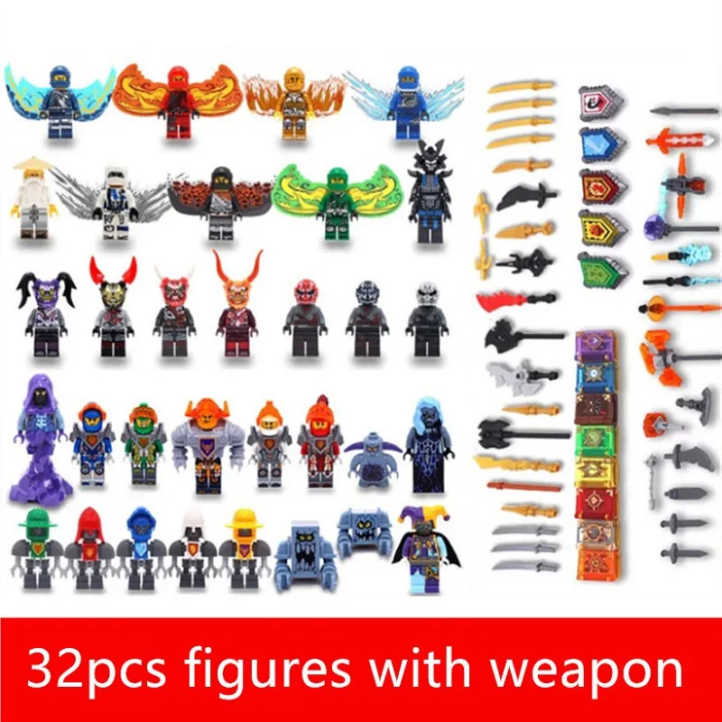 

32pcs Figures NinjagoING LegoING Nexo Knights Magic Books Building Blocks Bricks LIoyd Garmadon Masters of Spinjitzu Kids Toy