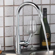 Torneira Cozinha. полированный хром латунь одной ручкой 360 градусов Поворотный кухонный кран. кухня Нажмите Раковина Смеситель. 97195