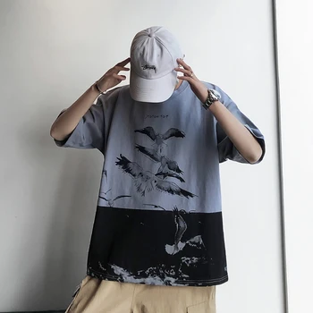 

Summer New T Shirt Men's Fashion Printed Casual Short-sleeved Tshirt Man Streetwear Trend Wild Hip-hop Loose Cotton T-shirt