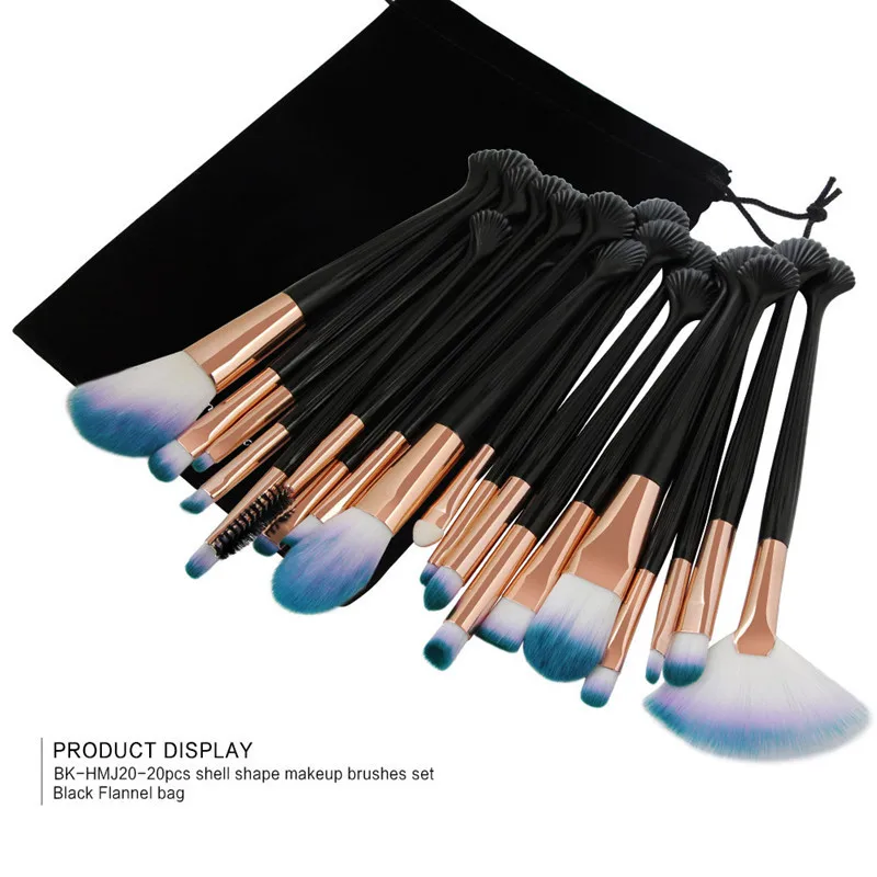 

2019 Fashion Product 20pc Cosmetic Makeup Brush Blusher Eye Shadow Brushes Set Kit With Flannel Bag Pinceau de maquillage zsmw