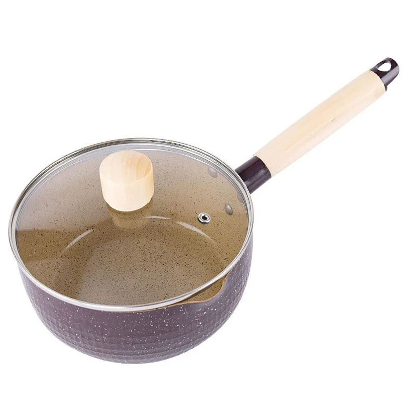 Japanese style Non stick Milk Pan With Glass Cover Aluminium Alloy Fry Pan Noodles Pot Food