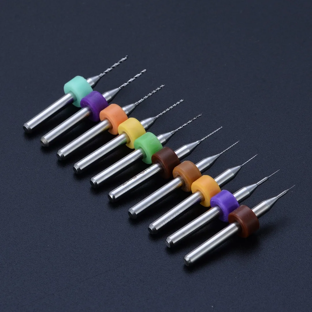 10pcs/set Hard Alloy PCB Carbide Micro Twist Drill Bits Set Jewelry Rotary Tool 0.1mm-1.0mm