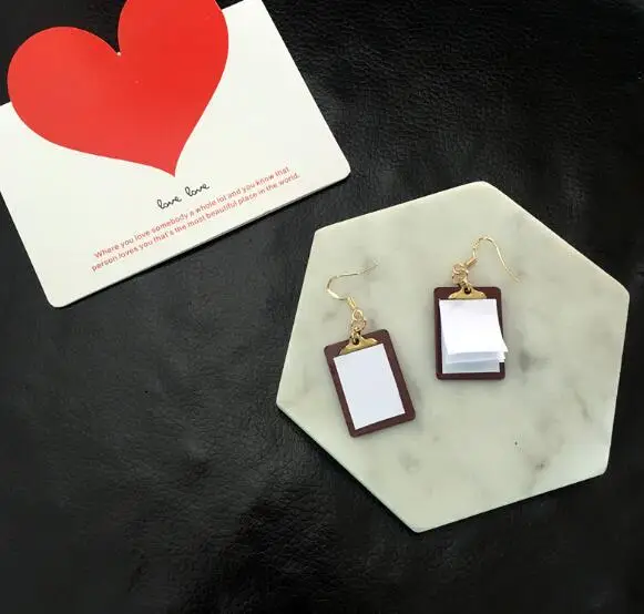 

Interesting Painting Book Dangle Earrings for Women Fashion Female Book Jewelry Handmade Wood Bronze Funny Book Drop Earrings