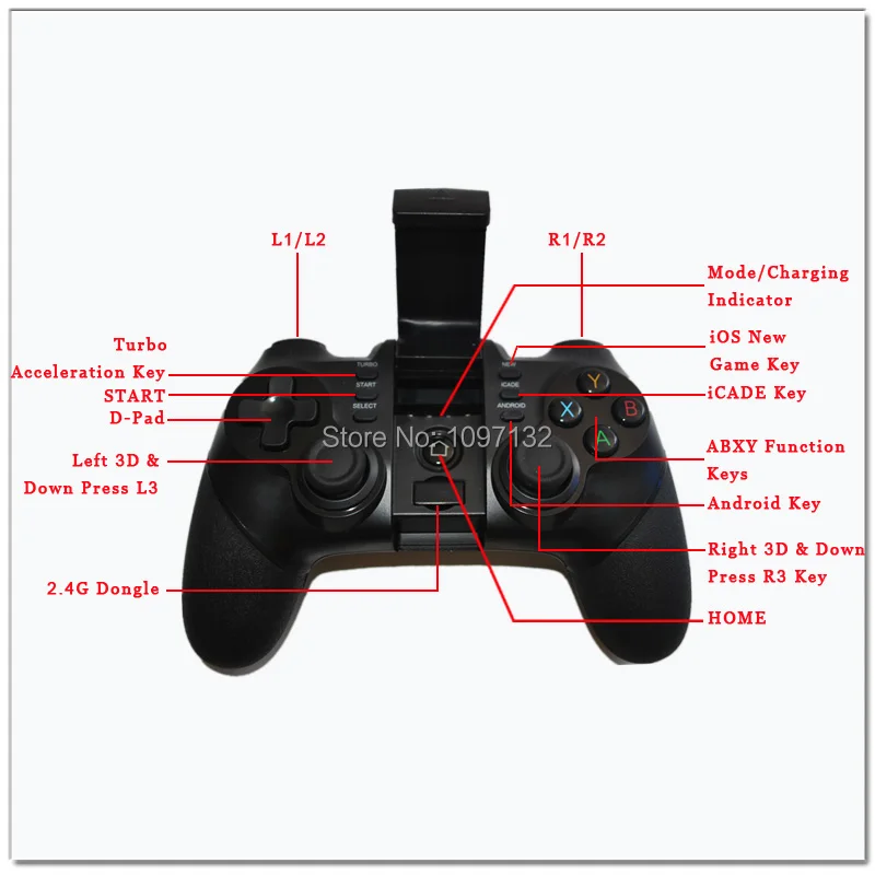 Беспроводной контроллер Bluetooth для Android-смартфон планшетный ПК ТВ для PS3 консоли с 2.4g беспроводное устройство программного ключа-заглушки