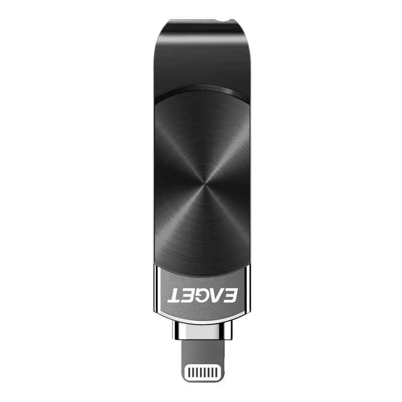 Eaget I66 OTG USB флеш-накопитель 64 Гб 128 ГБ USB 3,0 Флешка 128 ГБ флеш-накопитель шифрование MFI металлическая ручка-накопитель 64 ГБ для iPhone ПК - Цвет: black