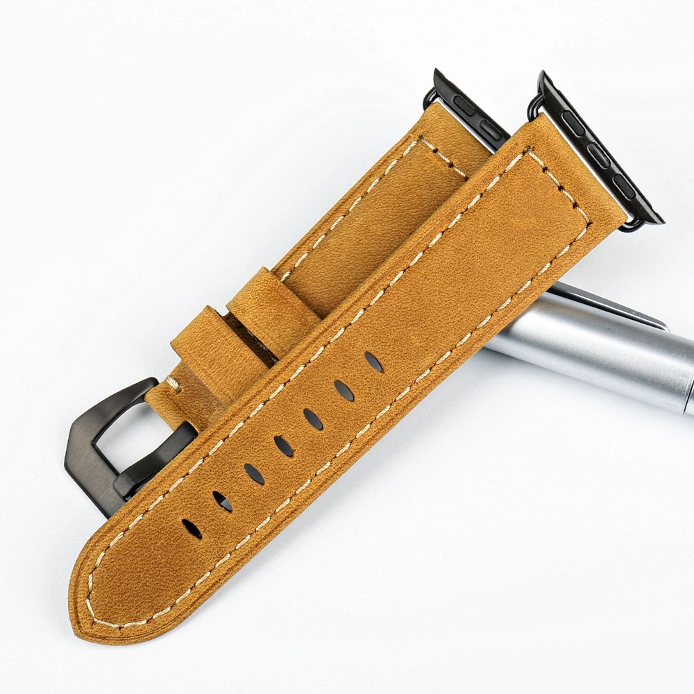 Ремешок MAIKES из натуральной кожи для Apple Watch браслет iWatch и 44 мм 40 Series 1 / 2 3/4 42 38