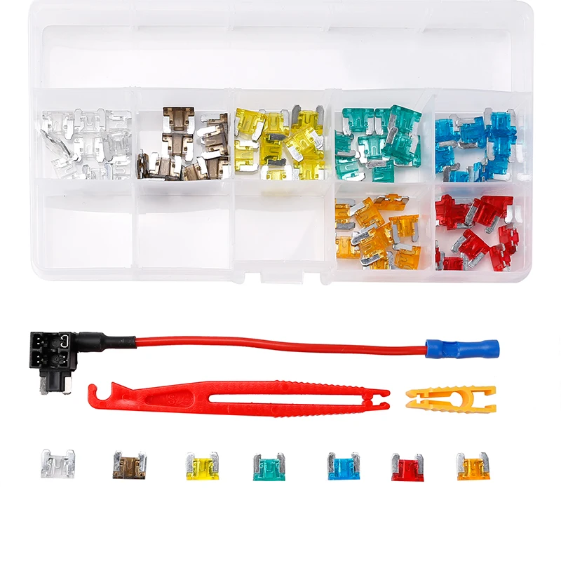 70pc Micro Auto Car Mini Blade Fuses Assortment Kit with Black Puller