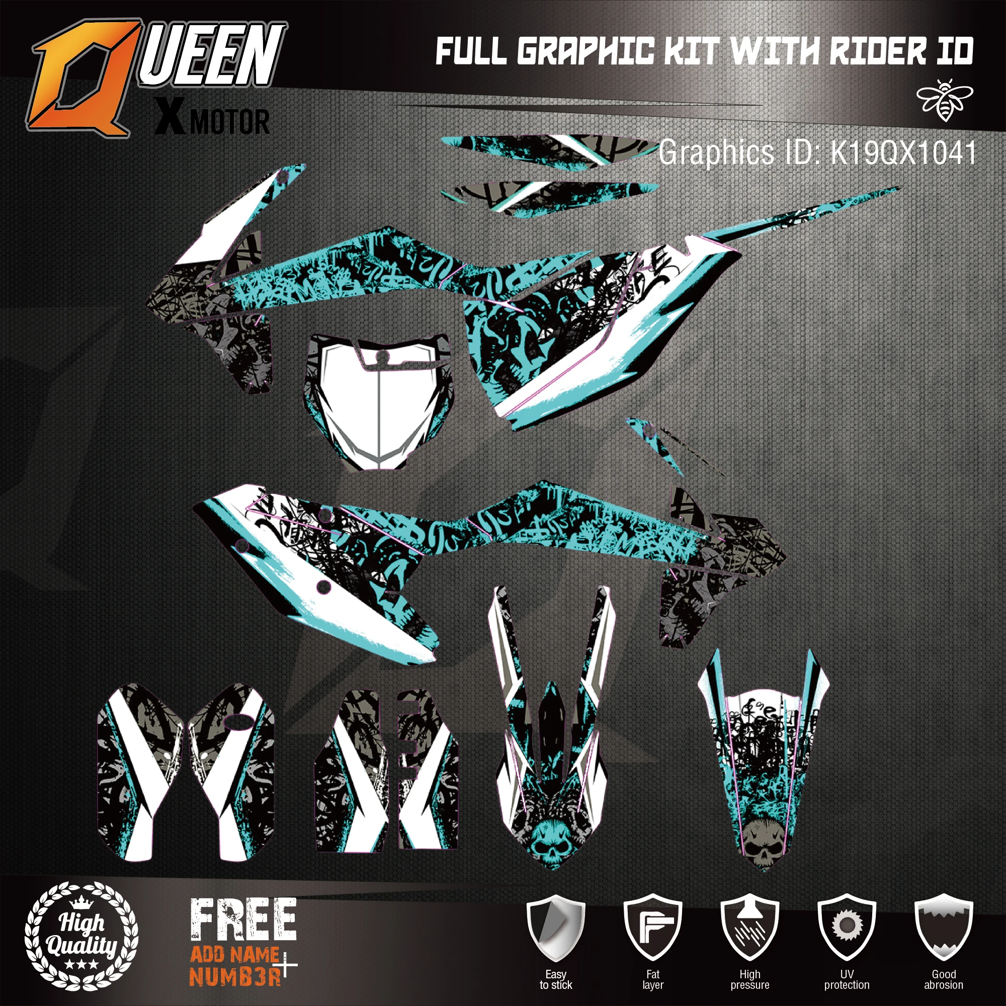 

Queen-X Custom Team Graphics Backgrounds Decals 3M Stickers Kit For KTM EXC 2017-2019 SX-F 2016-2018 041