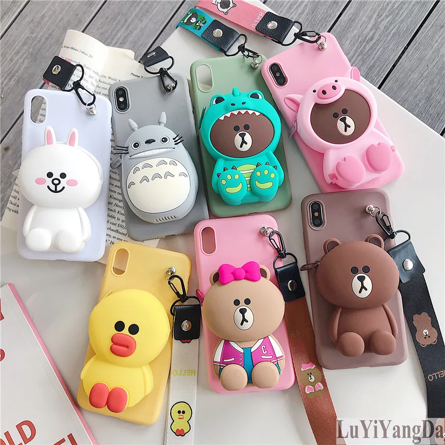 

Cartoon Zipper Wallet Phone Case for Huawei Nova 5 5i 4 4e 3 3e 3i 2i P Smart Plus P20 Lite 2019 P Smart Z Soft Silicone Cover