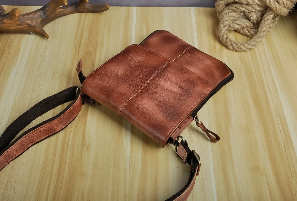 Натуральная кожа Мужская модная повседневная маленькая сумка-мессенджер через плечо дизайнерская поясная сумка для телефона 8713bu