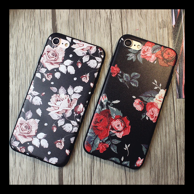CHAOLIDA Rose Flower Relief Cellphone Accessory Case for Iphone X 6 6s Plus 7 8 3D Beauriful Women Covers CHAOLIDA Rose Flower Relief Cellphone Accessory Case for Iphone X 6 6s Plus 7 8 3D Beauriful Women Covers