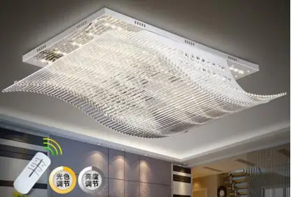 Прямоугольные лампы для гостиной, Современный хрустальный потолочный светильник, атмосферный светодиодный светильник для спальни, ресторана, кабинета, светодиодный потолочный светильник - Цвет корпуса: 130 x 80cm Neutral