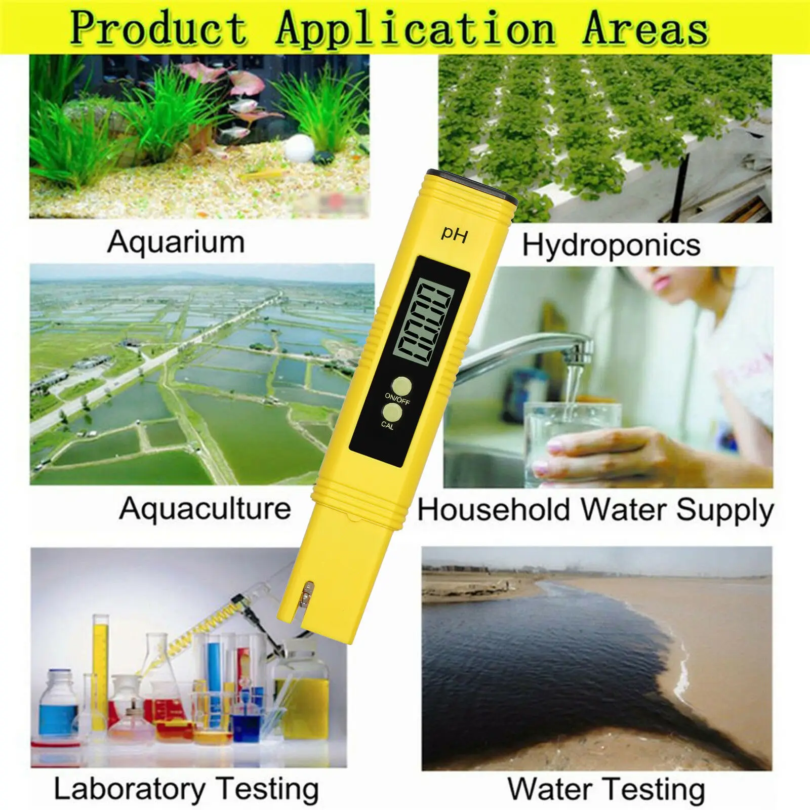 Digital PH meter TDS Tester TDS&EC Meter with Thermometer 0.00-14.0 1-9990PPM 0-9999us/cm 0-9999ppm 0.1-80.0C Water Monitor