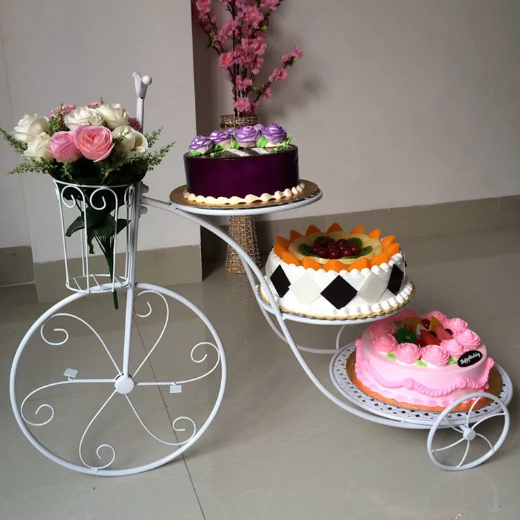 3 Tier Bicycle Shape Cupcake Stand Tray Rack Display Holder Desserts Decor Wedding Birthday Multilayer Desert Three Layer