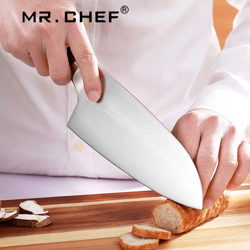 Professional 7.5 inch Cleaver Kitchen Santoku Knives Chefs Knife Germany Steel X50CRMOV15 Very Sharp abs Handle White & Black Professional 7.5 inch Cleaver Kitchen Santoku Knives Chefs Knife Germany Steel X50CRMOV15 Very Sharp abs Handle White & Black