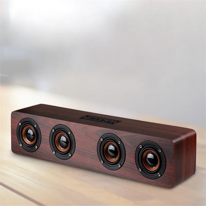

W8 Wooden Wireless Bluetooth Speaker 12W Stereo Subwoofer Bluetooth Audio Desktop home office sound box Handsfree TF Card AUX