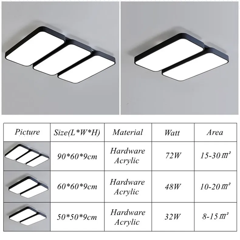 White Black LED Ceiling Chandelier With Remote Control Living Room Ceiling For The Hall Modern Ceiling Lamp Square Led Lamp 12