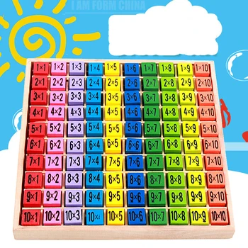

Baby wooden Toys 99 Multiplication Table Math Toy 10*10 Figure Blocks Baby learn Educational montessori toys gifts