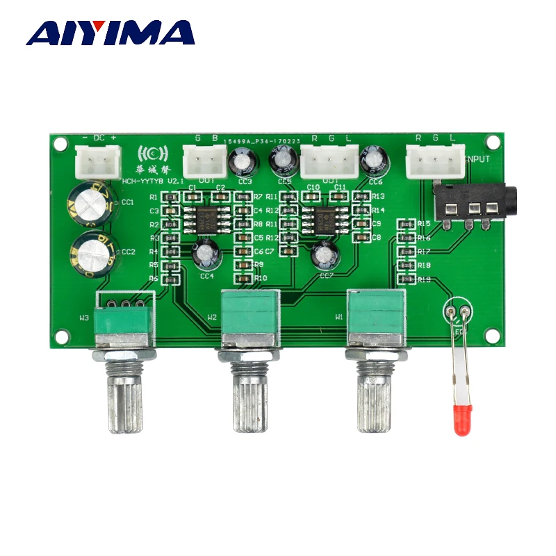 Aiyima NE5532 HIFI 2 1 трехканальная тональная плата твитер бас Регулировка громкости 0