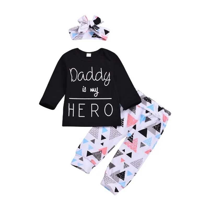 Комплект модной одежды для маленьких девочек футболка с надписью Daddy Is My Hero и